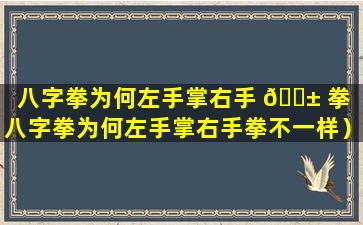 八字拳为何左手掌右手 🐱 拳（八字拳为何左手掌右手拳不一样）